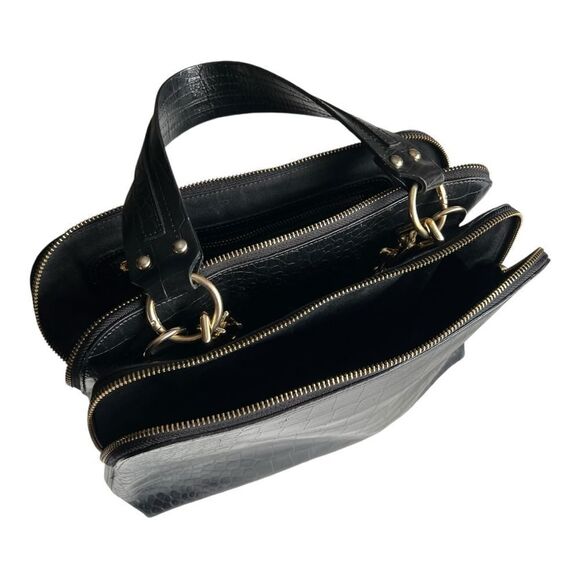 Italian Leather Handbag Claudia Firenze - Black - Picture 9 of 12